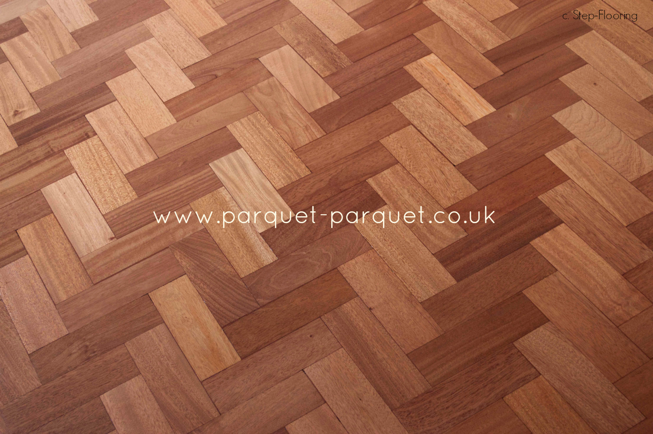 Sapele in a herringbone pattern